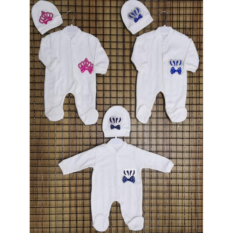 Set van 6: Witte slaapzak met muts