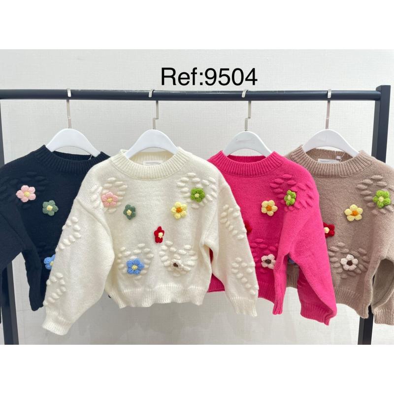 Pull Femme EWM Rose Taille 14 – Fleurs Tressées, Coton/polyester, état Excellent