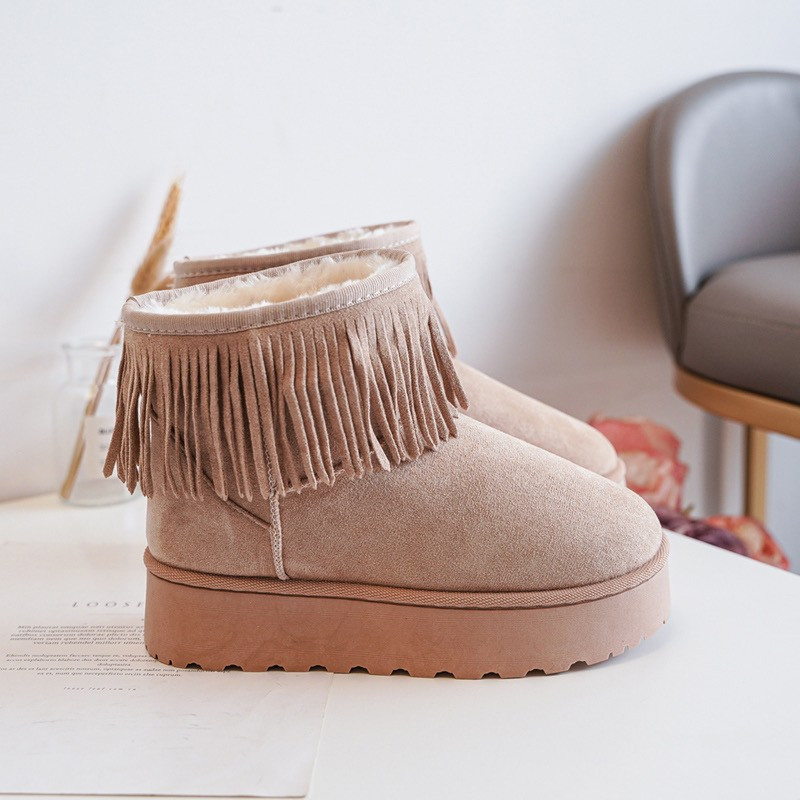 Lot de 12 : Bottines fourrées à plateforme avec franges (31-36)