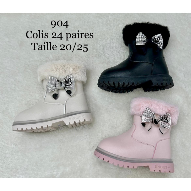 Set of 24 : "Small bow" mixed colour lined ankle boot