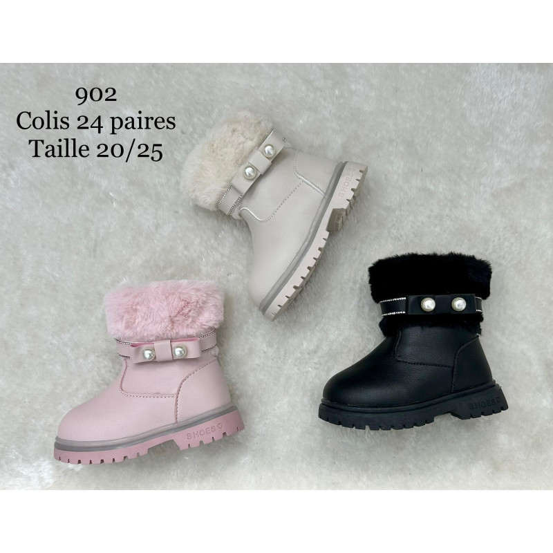 Set of 24 : "Pearl bow" mixed colour lined ankle boot