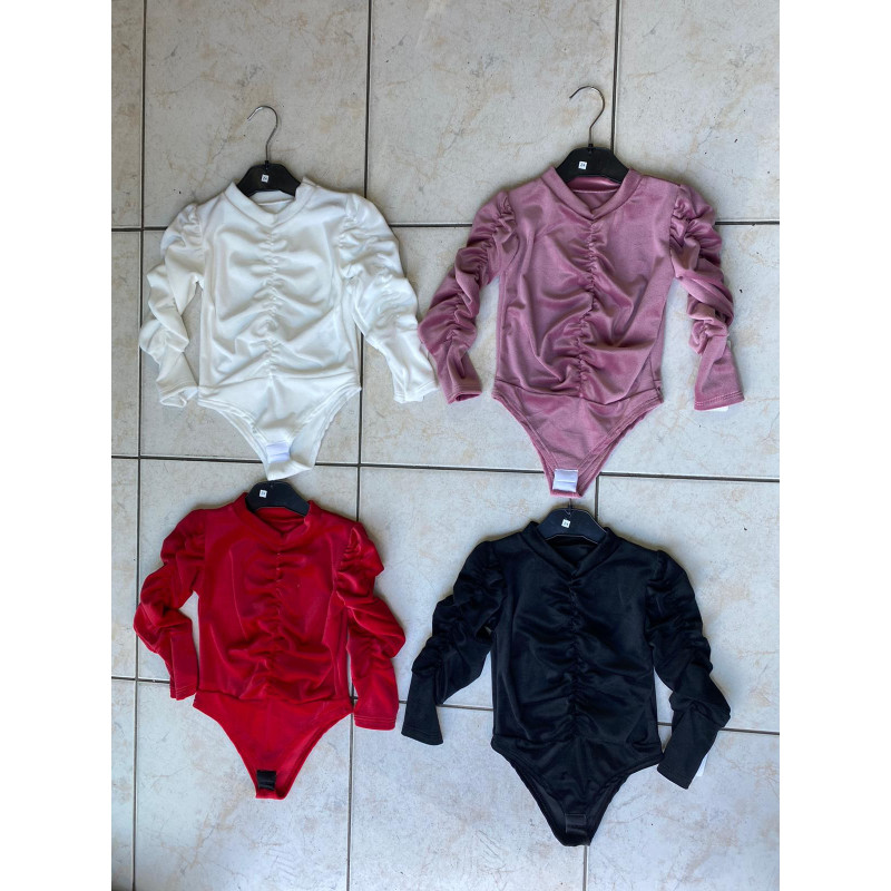 Lot de 6 : Body bébé uni velour effet plissé