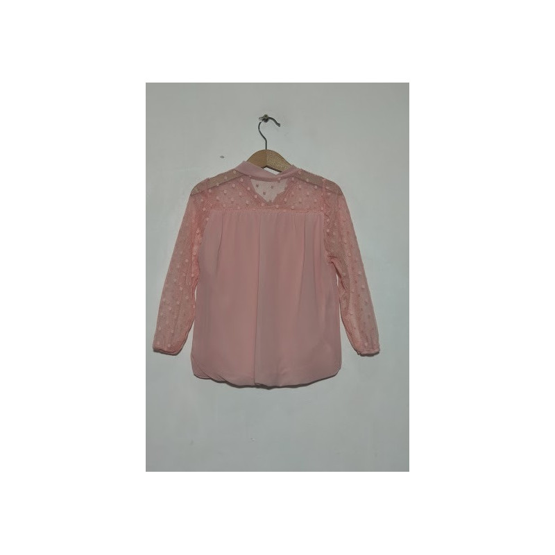 Blouse/tunique Rose En Polyester Avec Dentelle - Taille 36 (T36), Occasion Très Bon état, Marque TEX