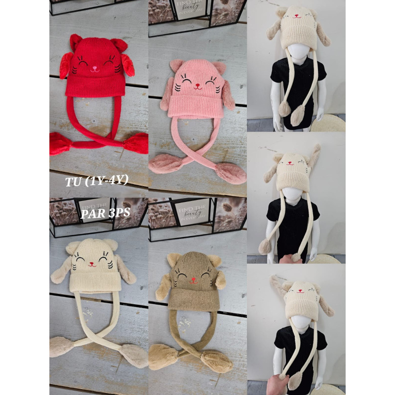 Lot de 3 : Bonnet-écharpe animal (1-4 ans)