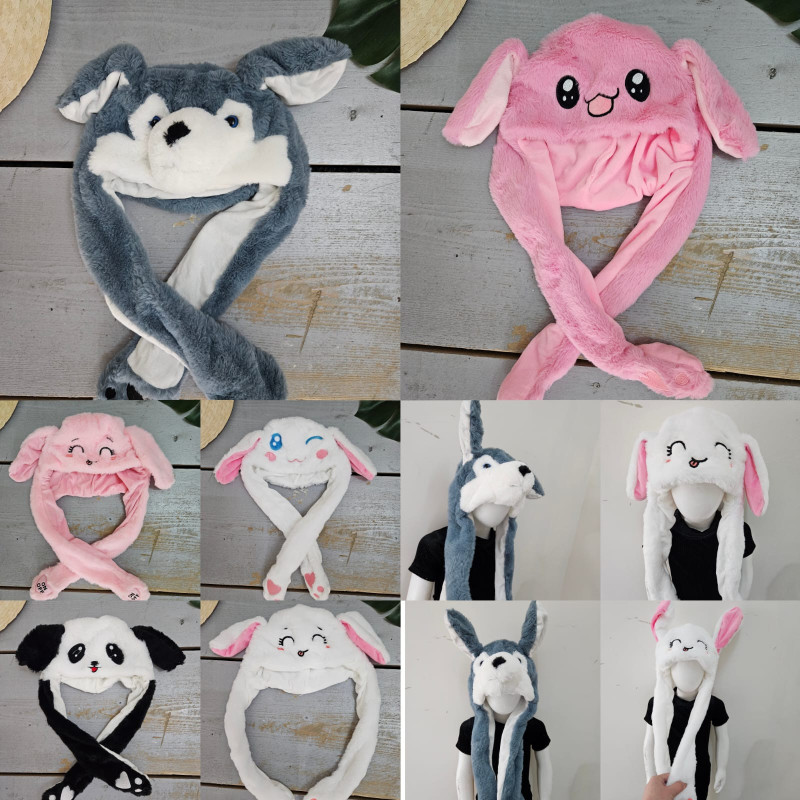 Lot de 3 : Bonnet-écharpe animal