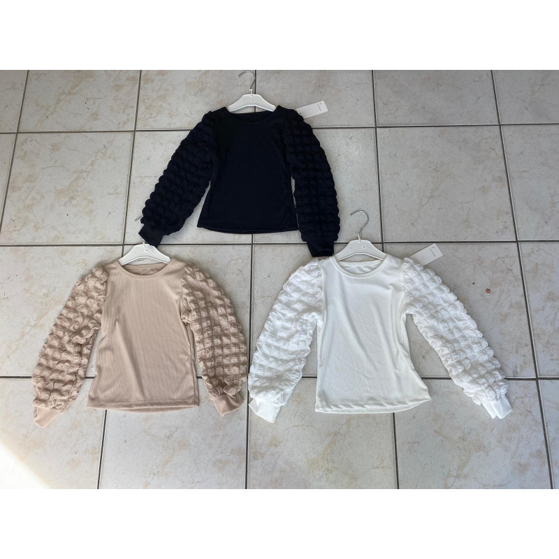 Lot de 4: Haut à Manches Bouffantes Texturées - 3 couleurs
