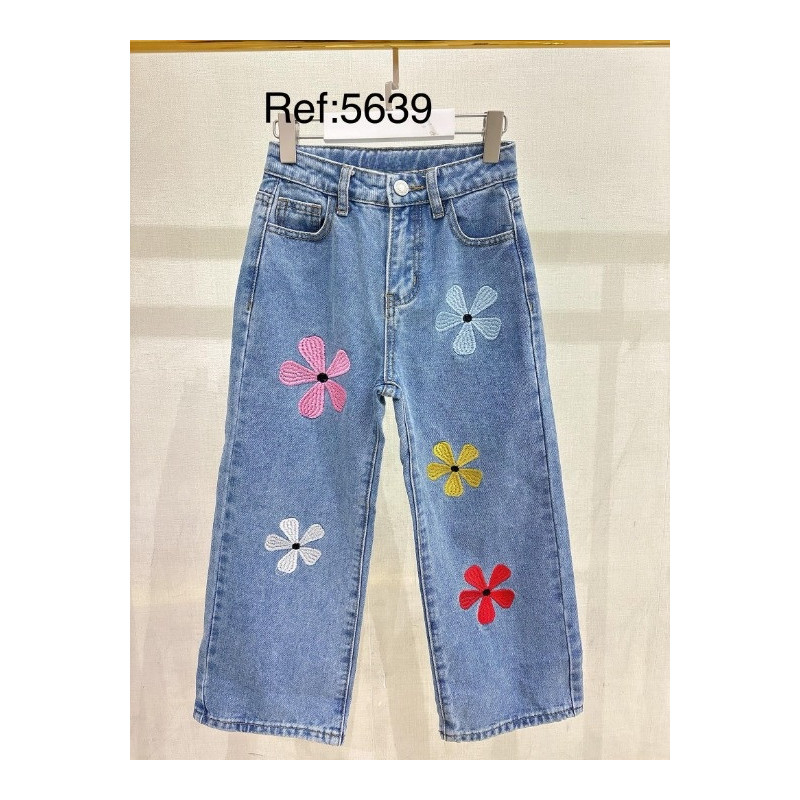 Short En Jean Brodé Fleurs - Denim & Co - Taille 12 - Haute Taille - Occasion Très Bon état