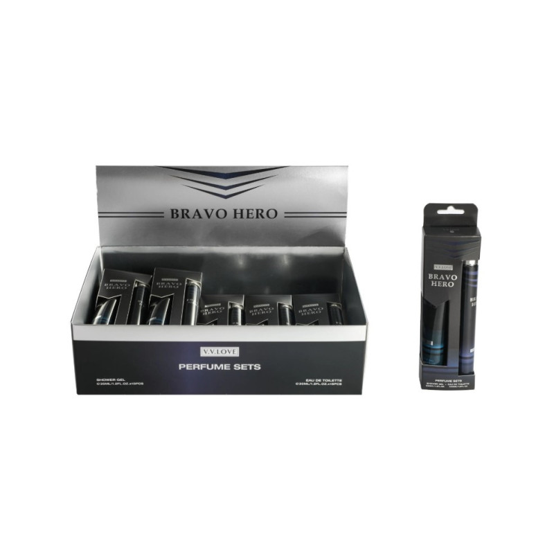 Coffret Parfum Homme BRAVO HERO – Eau de Toilette & Gel Douche – Format Voyage