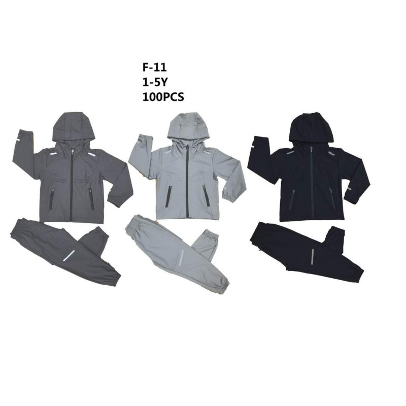 Lot de 15 : Ensemble enfant sport coupe-vent à capuche et pantalon – Confort et protection