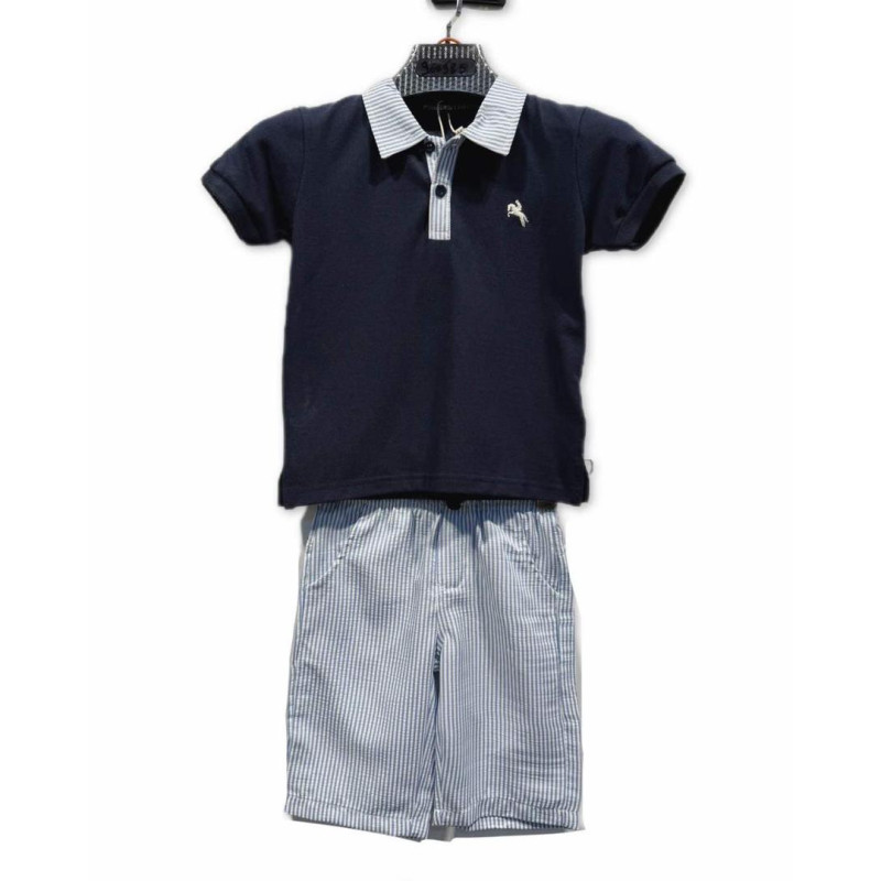 Lot van 10: Jongen Set Polo korte mouw en stijlvolle gestreepte shorts