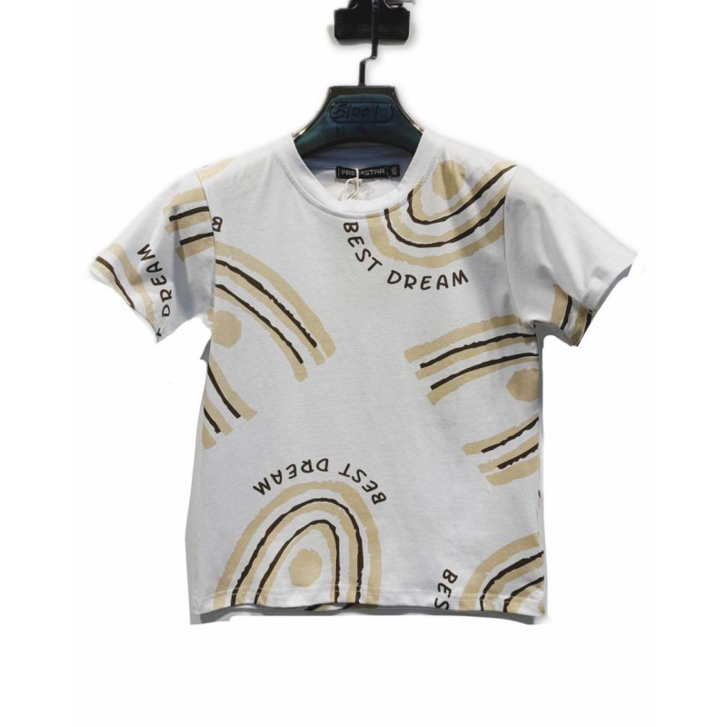 Set of 12: Printed Child T-Shirt "Best Dream" - Modern Rainbow Pattern