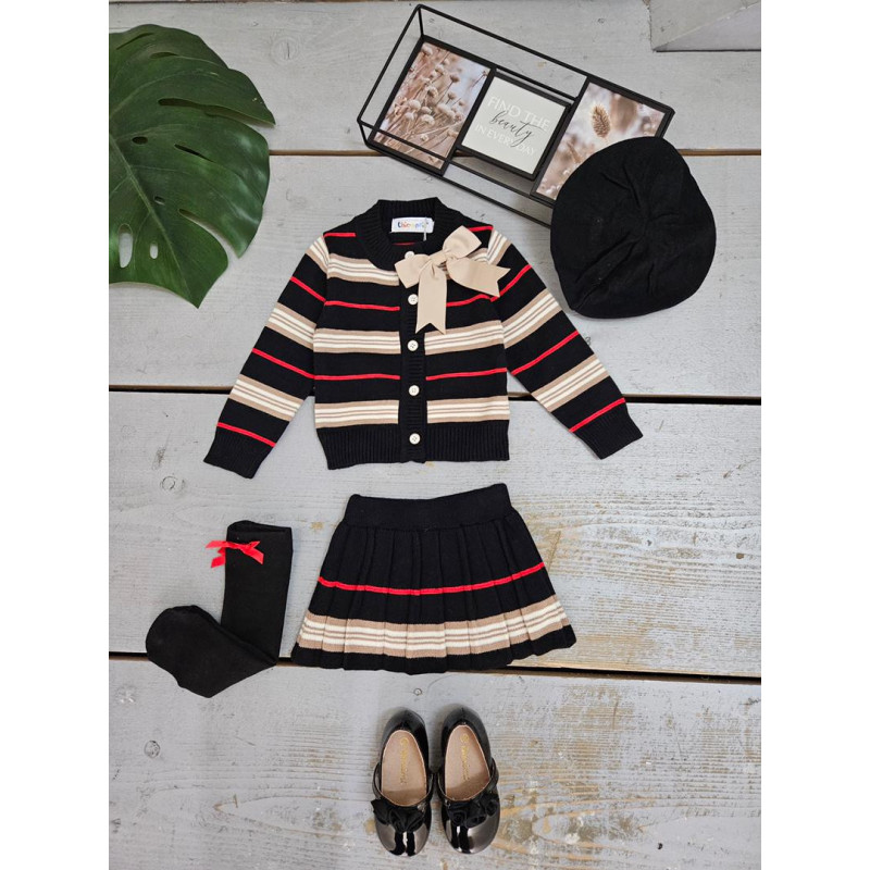 Set van 5: Chique Chic Girl Set 2 kamers - Gestreepte vest en geplooide rok