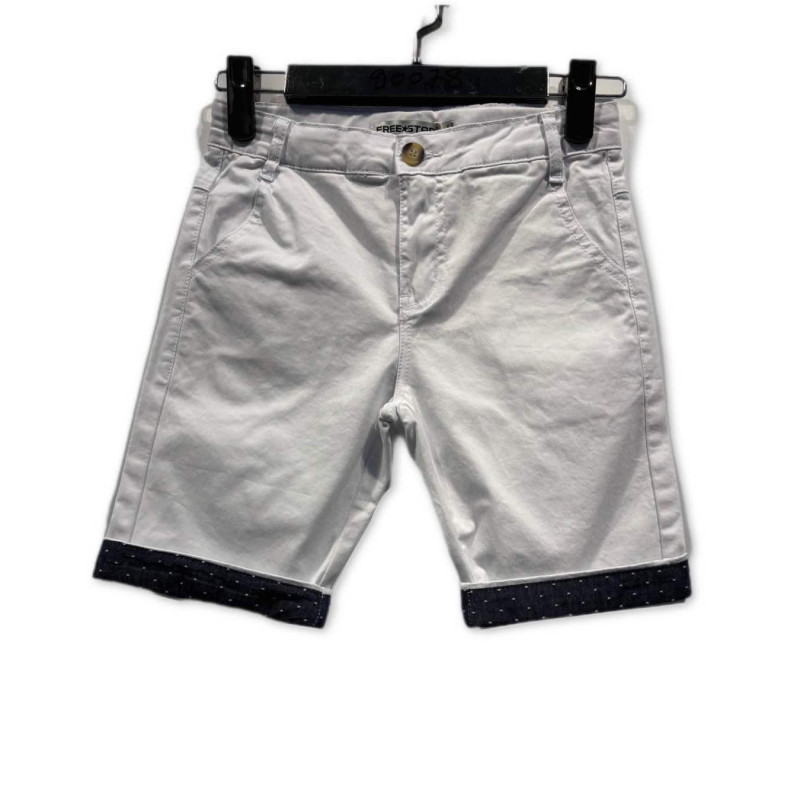 Lot of 10: Cotton Boy Short with Contrast Revers - White & Beige