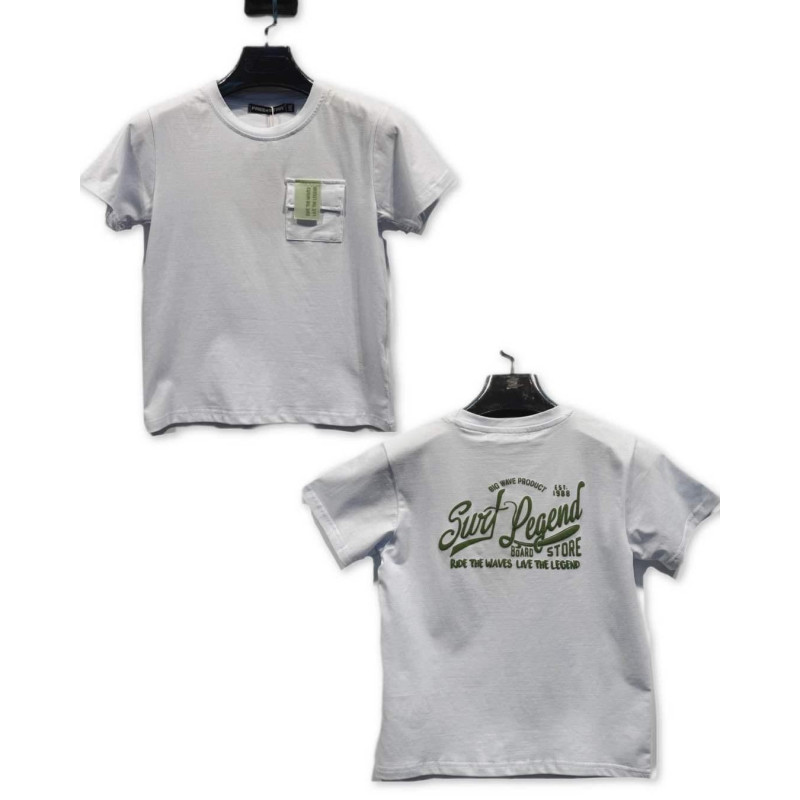 Set of 12: T-shirt printed boy back with chest pocket