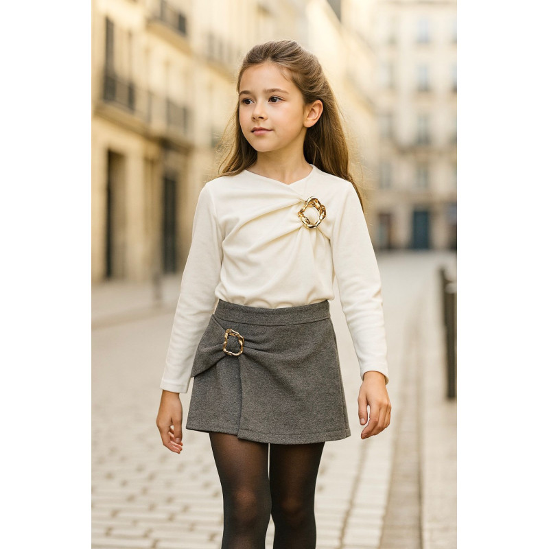 Lot de 6 : Jupe Short Fille Détail Boucle Dorée Chic Premium