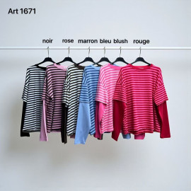 Short Sleeve Striped Woman...