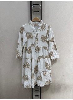 meisjes jurk schelp print boho stijl trendy kinderkleding 4 14 jaar groothandel