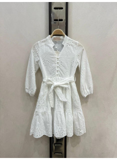 meisjes jurk broderie met ceintuur elegante kinderkleding 4 14 jaar groothandel