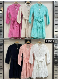 meisjes jurk broderie met ceintuur elegante kinderkleding 4 14 jaar groothandel