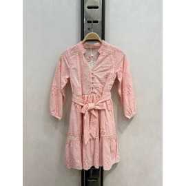 dress girl english embroidery with belt fashion child elegant 4 14 years wholesaler