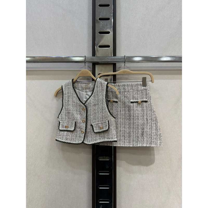 meisjes tweed set gilet en rok elegante kinderkleding groothandel 4 14 jaar