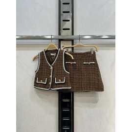 ensemble fille tweed gilet et jupe mode enfant chic 4 14 ans grossiste
