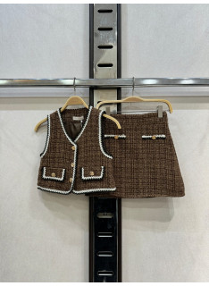girls tweed vest and skirt set elegant kids fashion wholesale 4 14 years