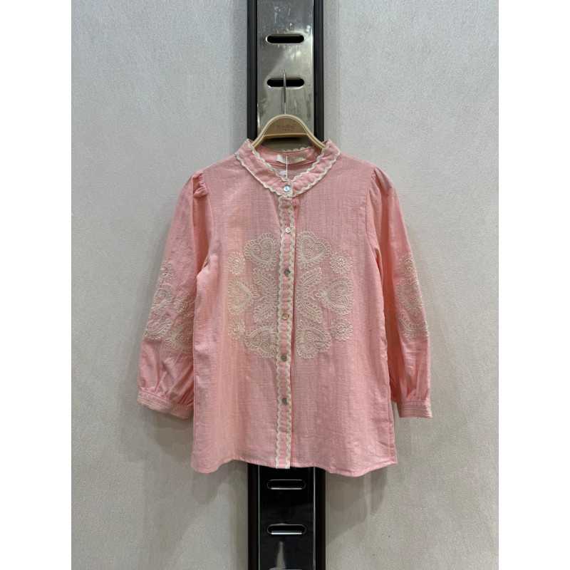 blouse girl geborduurd lange mouw mode kind Groothandel 4 14 jaren