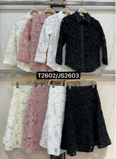 meisjes set blouse rok bloemen reliëf kinderkleding groothandel