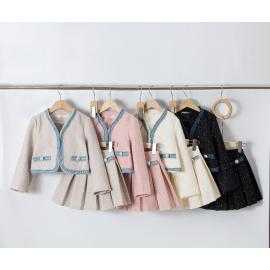 meisjes set tweed jasje geplooide rok kinderkleding groothandel