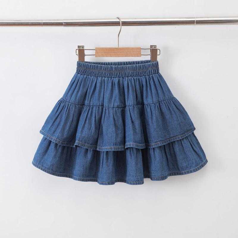 Set van 6 – Meisjes denim rok met ruches – Kinderkleding