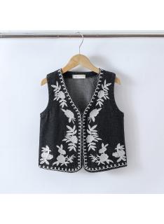 girls sleeveless denim vest floral embroidery kids fashion wholesale