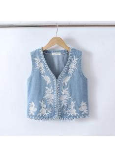 meisjes mouwloos denim gilet bloemenborduurwerk kinderkleding groothandel