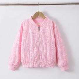 blouson fille zippe fleurs relief mode enfant grossiste