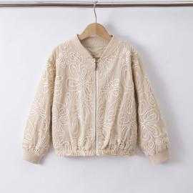 blouson fille zippe fleurs relief mode enfant grossiste