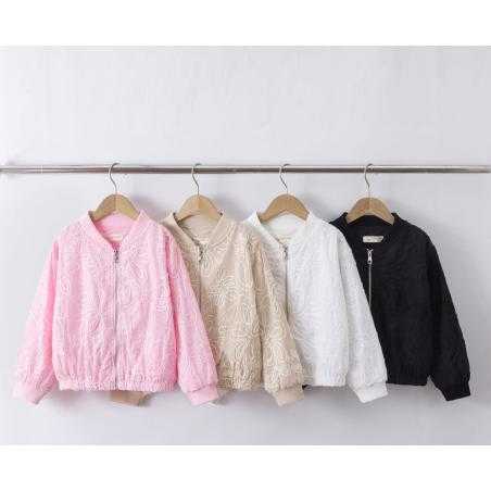 blouson fille zippe fleurs relief mode enfant grossiste