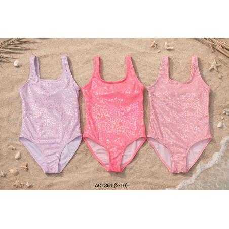 maillot bain fille 1 piece brillant imprime leopard mode enfant grossiste