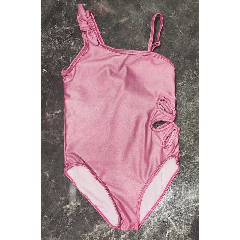 Lot de 5 – Maillot de bain fille 1 pièce asymétrique brillant avec découpes – Mode enfant