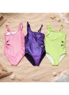 maillot bain fille 1 piece asymetrique brillant decoupes mode enfant grossiste