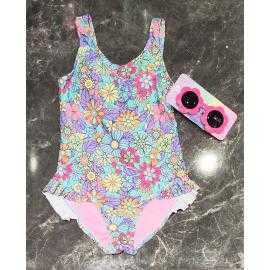 maillot bain fille 1 piece fleurs pastel volants mode enfant grossiste