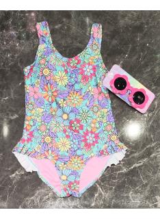 maillot bain fille 1 piece fleurs pastel volants mode enfant grossiste