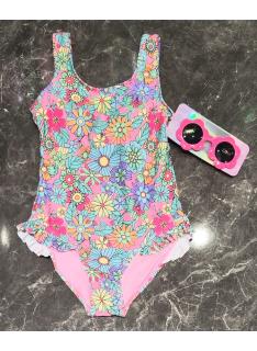 maillot bain fille 1 piece fleurs pastel volants mode enfant grossiste