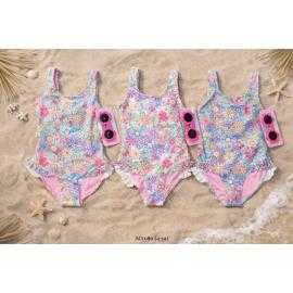 maillot bain fille 1 piece fleurs pastel volants mode enfant grossiste