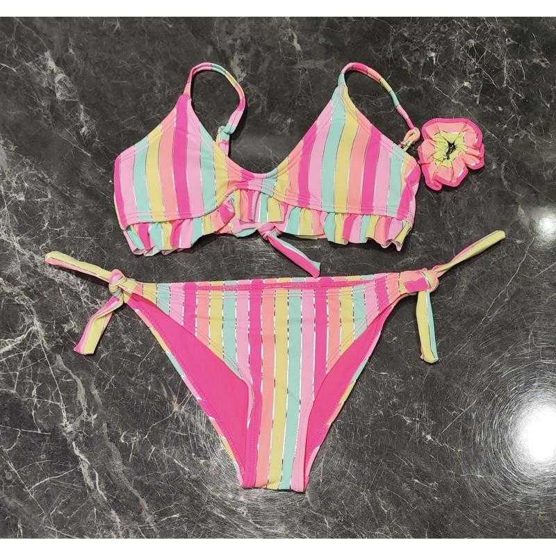 Pack of 5 – Girls 2-piece striped bikini with ruffles – Kids fashion