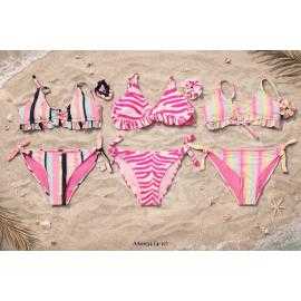 maillot bain fille 2 pieces raye volants mode enfant grossiste