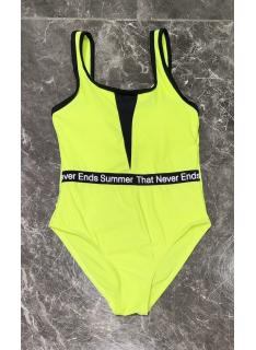 maillot bain fille 1 piece color block bande logo mode enfant grossiste