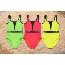 girls one piece color block swimsuit logo band kids fashion wholesale