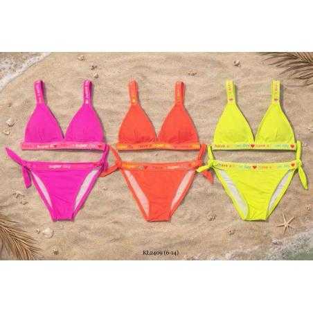 maillot bain fille 2 pieces fluo liens a nouer mode enfant grossiste