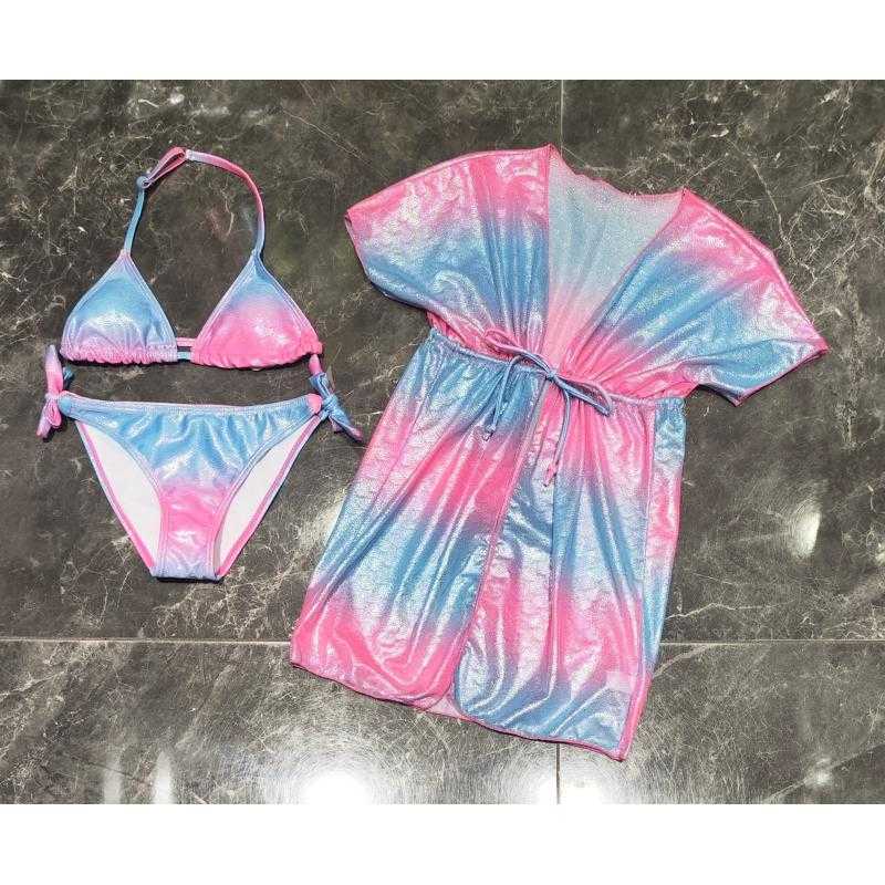 Pack of 5 – Girls solid one-piece swimsuit with ruffles – Kids fashion