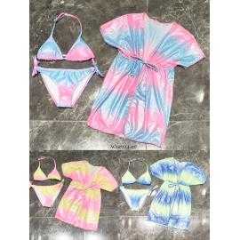 maillot bain fille 3 pieces ecailles pastel pareo mode enfant grossiste